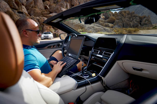Through death valley in the prototype of the BMW 8 Series Convertible.
