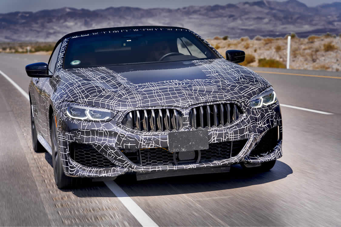 Through death valley in the prototype of the BMW 8 Series Convertible.
