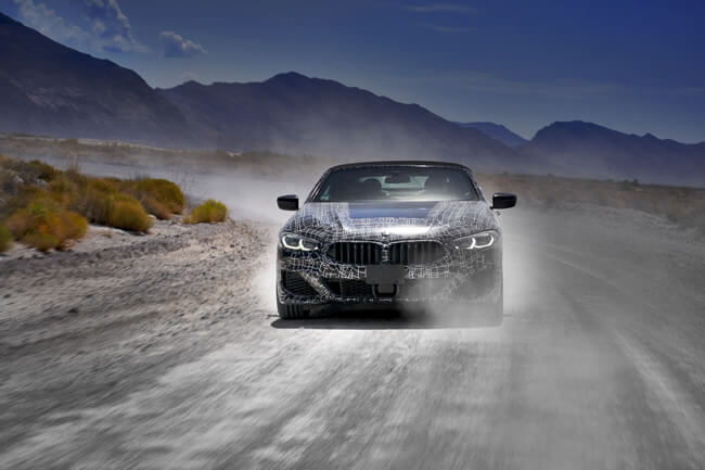 Through death valley in the prototype of the BMW 8 Series Convertible.