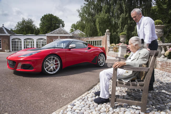 Widow of Lotus founder joins sports car company’s celebrations