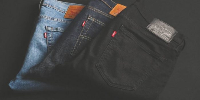 Different styles of denim jeans